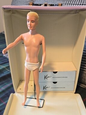 Vintage Ken Doll Blonde Hair with White Briefs, Case And Clothes